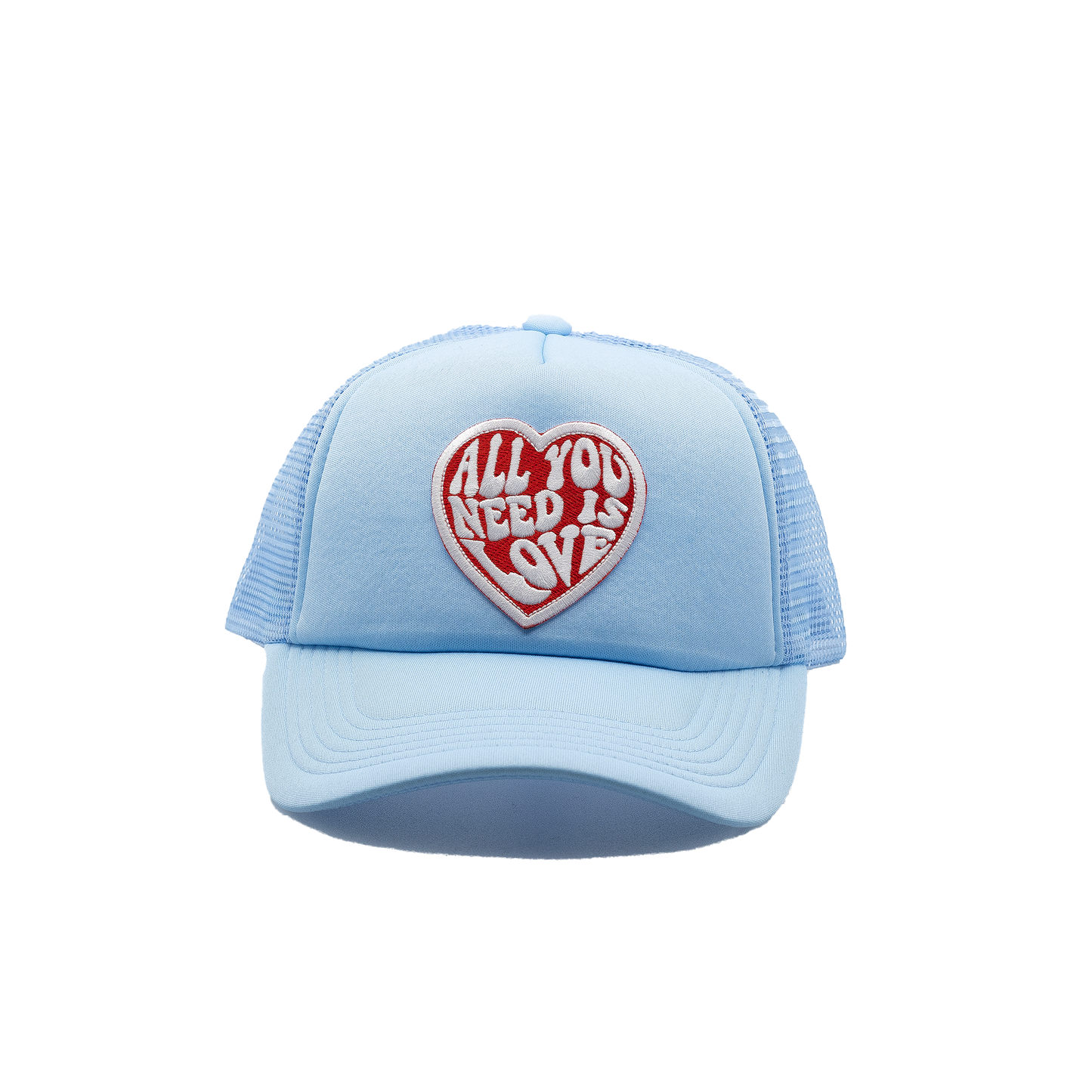 All you Need is Love Trucker Hat solid panel