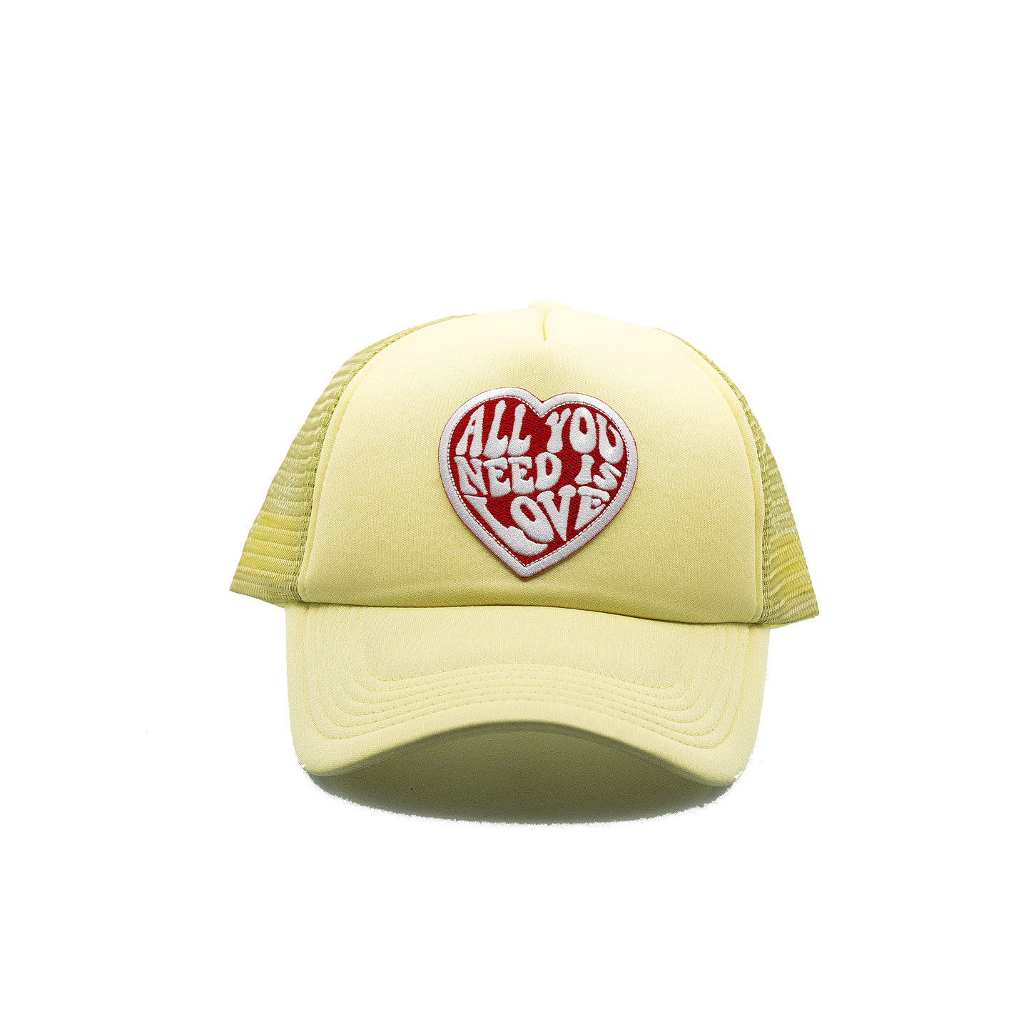 All you Need is Love Trucker Hat solid panel