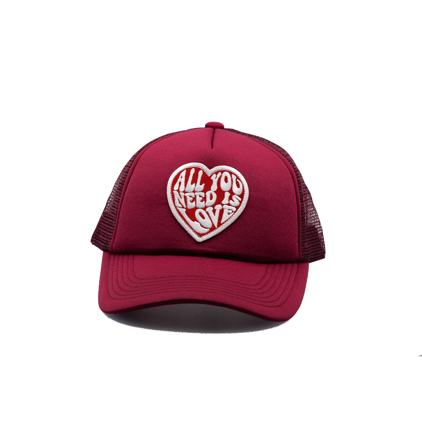 All you Need is Love Trucker Hat solid panel