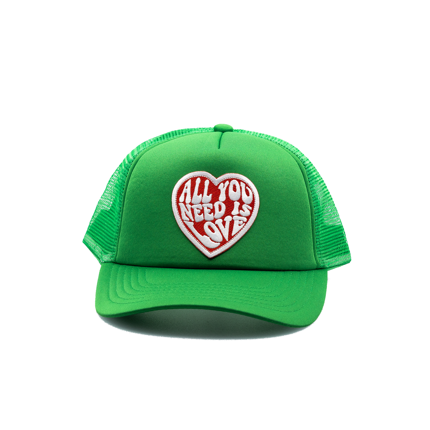 All you Need is Love Trucker Hat solid panel