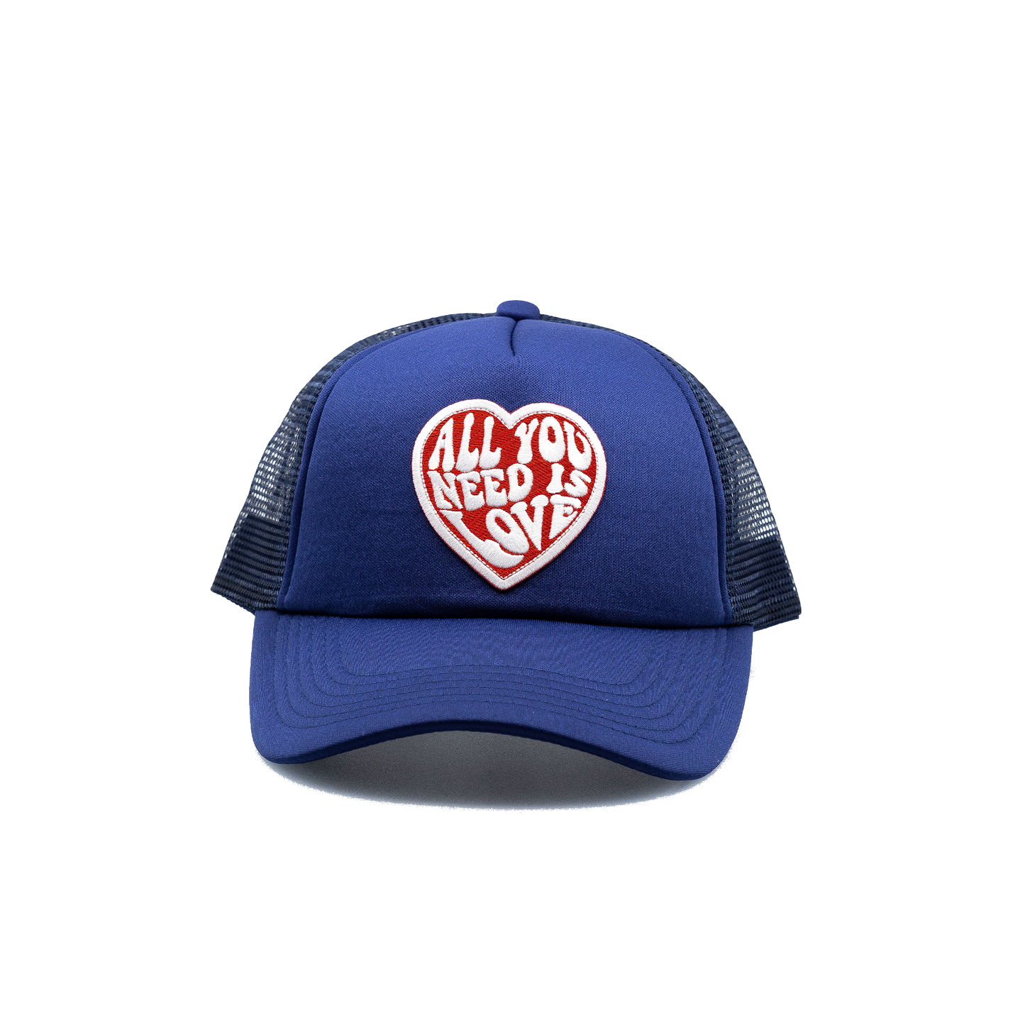 All you Need is Love Trucker Hat solid panel