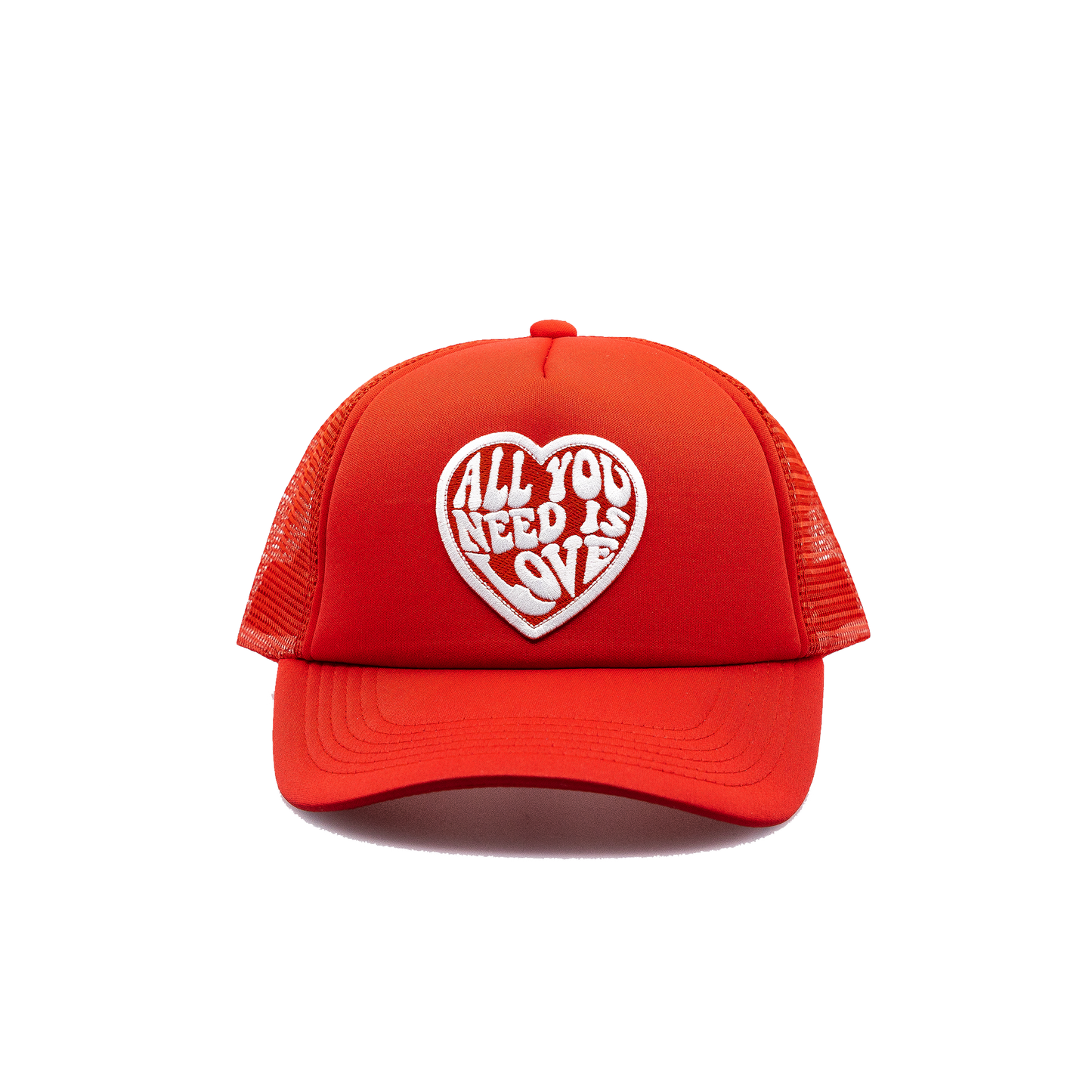 All you Need is Love Trucker Hat solid panel