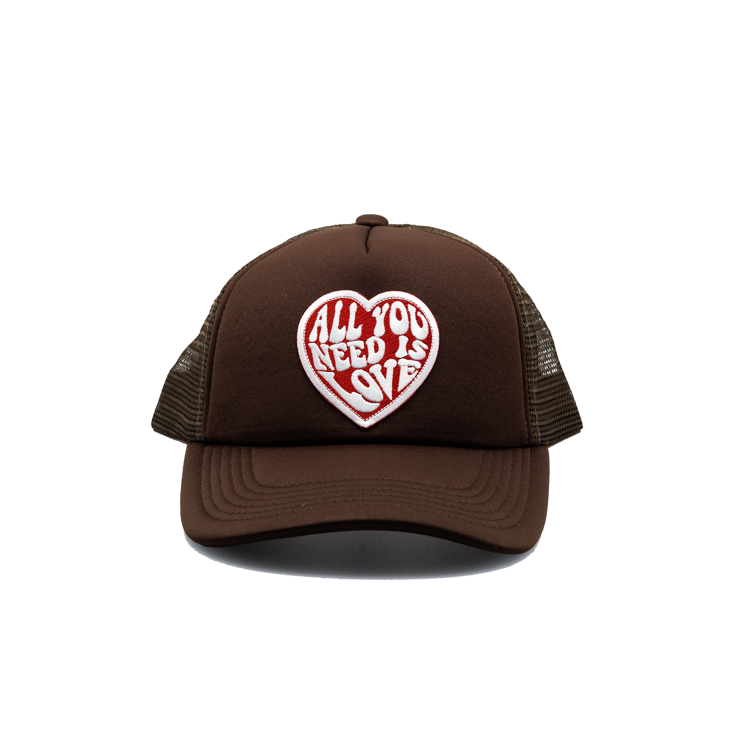 All you Need is Love Trucker Hat solid panel